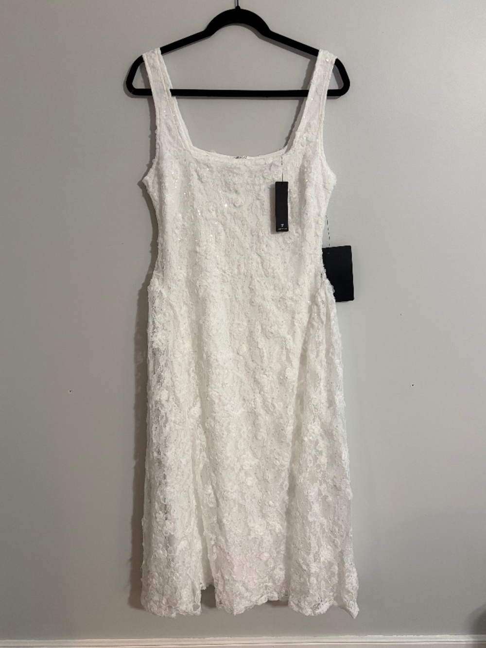 Lulu's bridal Nikola white lace sequin midi dress